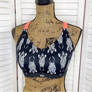 Victoria's Secret Sport Zebra Heads Sports Bra Black White 34D